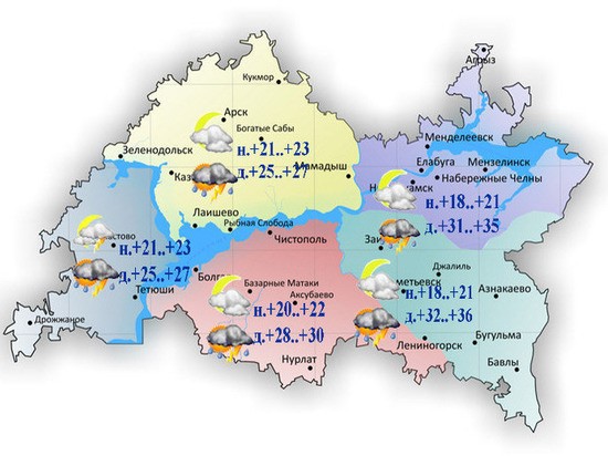 В Татарстане 10 июля обещают грозу и град