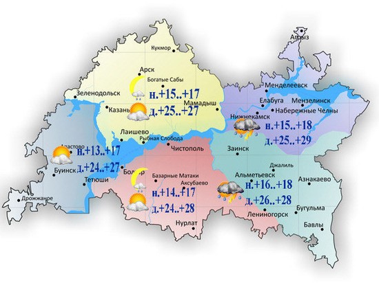 Синоптики Татарстана прогнозируют дожди и + 29 градусов