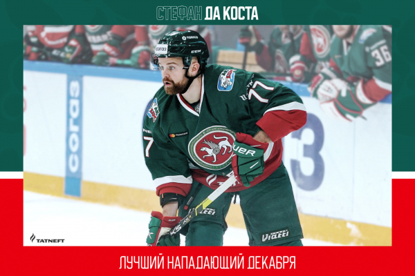 Стефан Да Коста – лучший нападающий декабря в КХЛ
Стефан Да Коста – лучший нападающий декабря в КХЛ