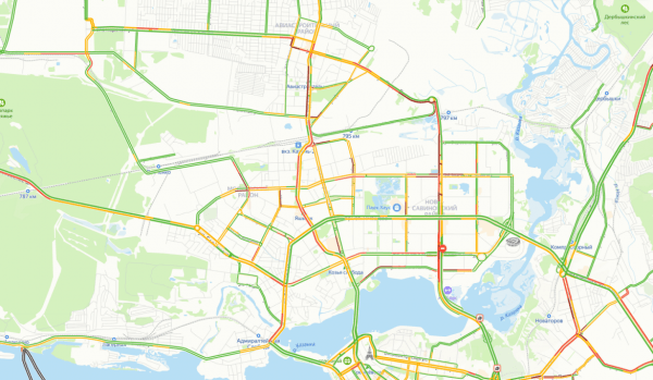 Утром в Казани из-за метели на дорогах образовались 10-балльные пробки