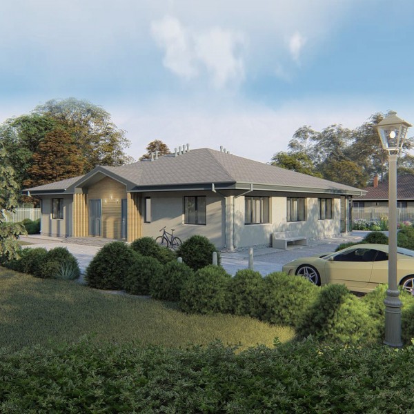 Проект "Ханский К-176": одноэтажный таунхаус на две семьи (ФОТО)