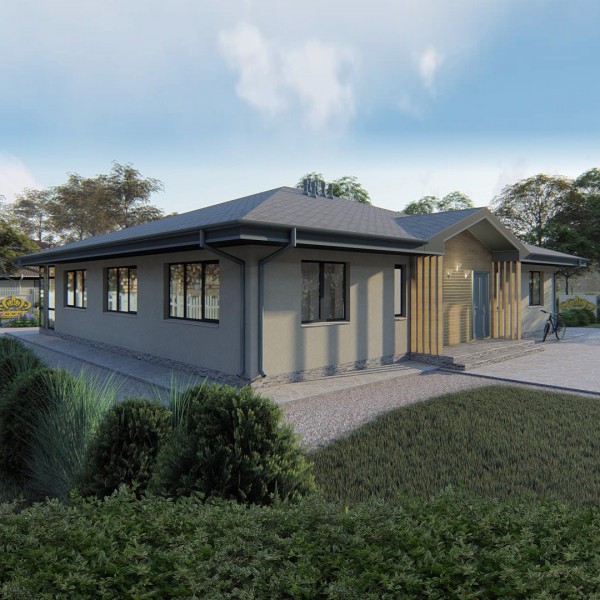 Проект "Ханский К-176": одноэтажный таунхаус на две семьи (ФОТО)