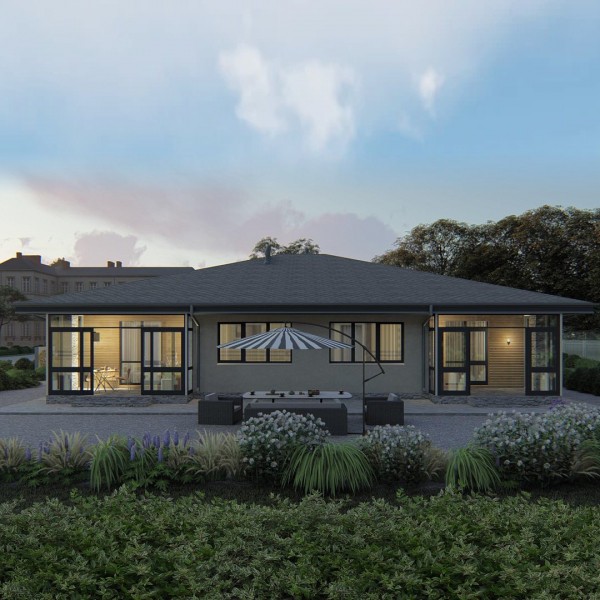 Проект "Ханский К-176": одноэтажный таунхаус на две семьи (ФОТО)