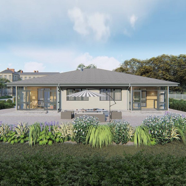 Проект "Ханский К-176": одноэтажный таунхаус на две семьи (ФОТО)