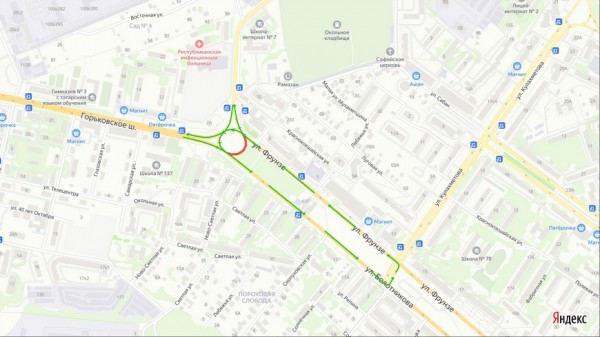 На кольце у Горьковского шоссе будет ограничено движение в сторону улицы Восстания