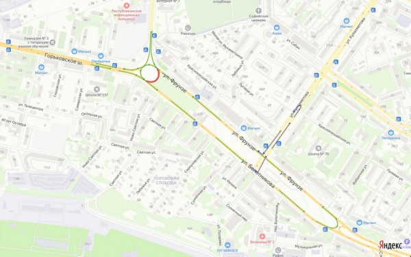 На кольце у Горьковского шоссе будет ограничено движение в сторону улицы Восстания