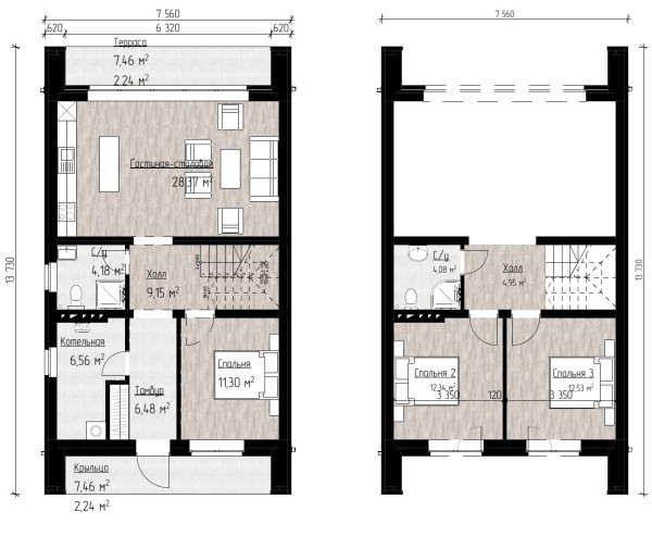 Проект &laquo;Матур&raquo; - современный двухэтажный дом в стиле барнхаус (ФОТО)